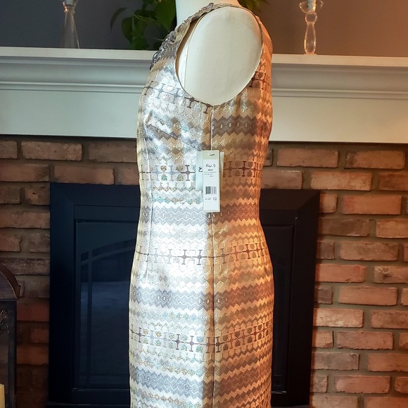 Eliza J metallic sheath 10 embellished brocade - Picture 4 of 8